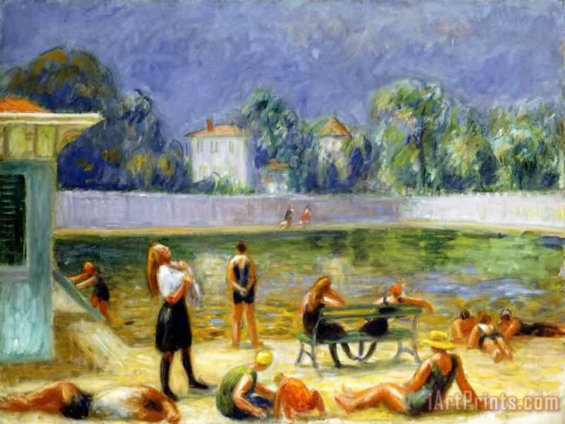 William James Glackens Outdoor Swimming Pool Art Painting