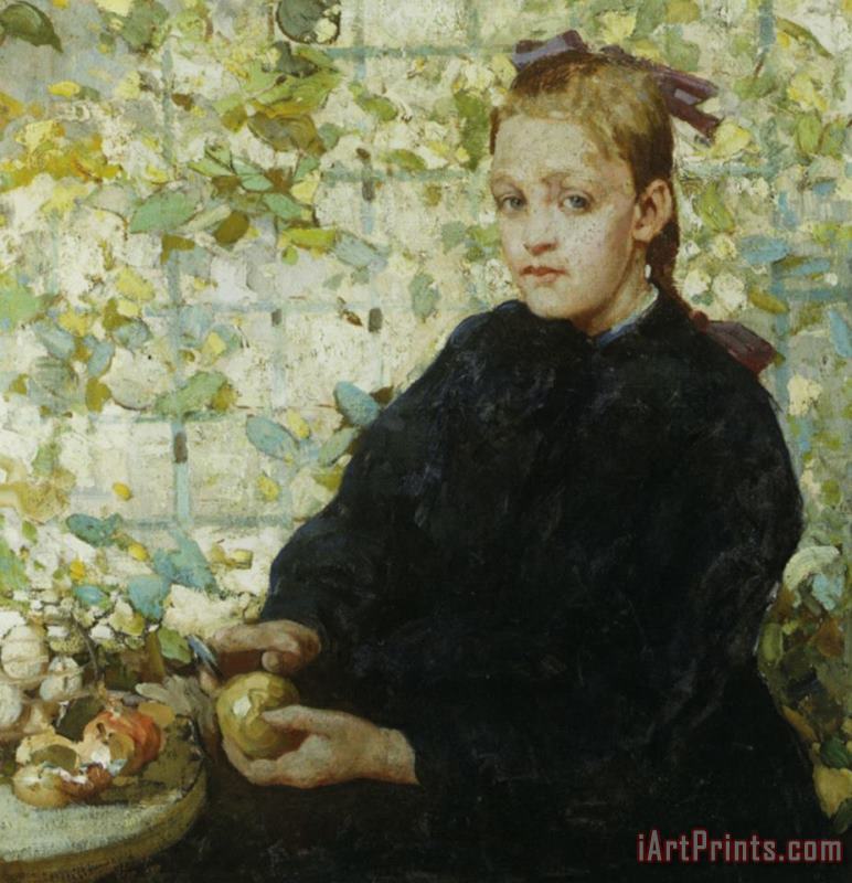 Young Woman Peeling an Apple painting - William Lee-hankey Young Woman Peeling an Apple Art Print