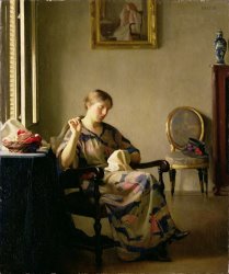 William McGregor Paxton Woman Sewing painting