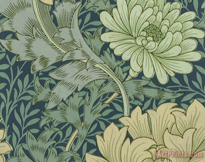William Morris Wallpaper Sample with Chrysanthemum Art Painting