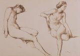 Sepia Drawing of Nude Woman