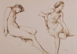 William Mulready Sepia Drawing of Nude Woman