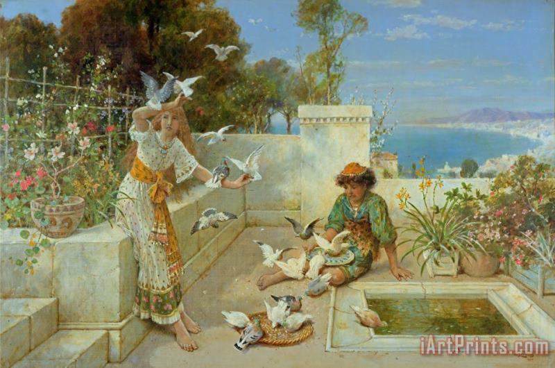Children by the Mediterranean painting - William Stephen Coleman Children by the Mediterranean Art Print