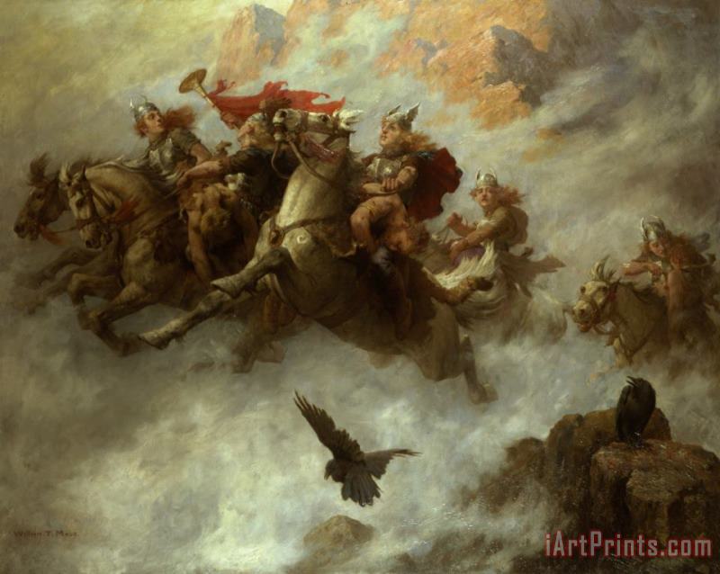 The Ride of the Valkyries painting - William T Maud The Ride of the Valkyries Art Print