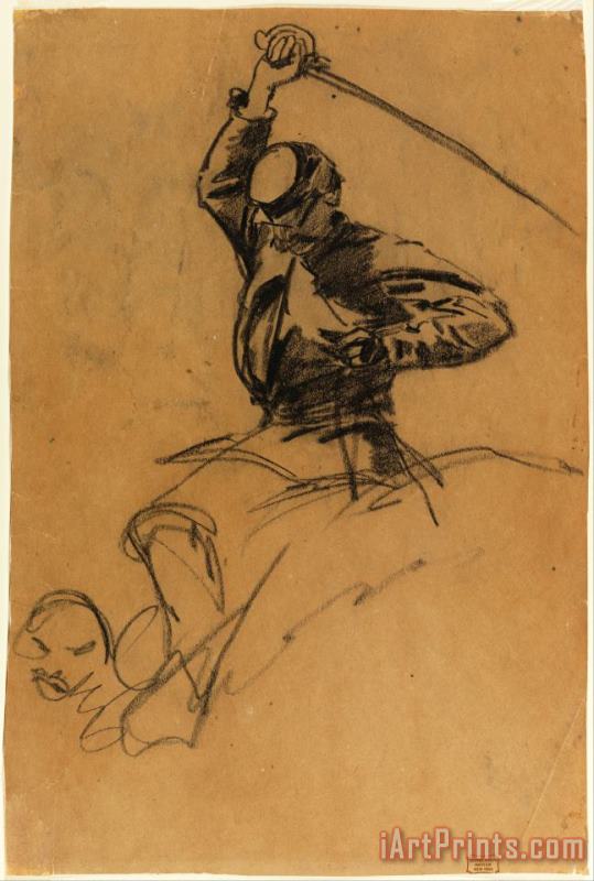 Cavalry Soldier with Sword on Horseback painting - Winslow Homer Cavalry Soldier with Sword on Horseback Art Print