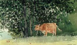 Winslow Homer Cow in Pasture painting