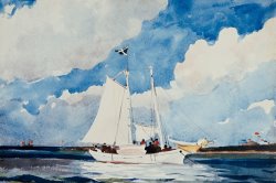 Winslow Homer Fishing Schooner in Nassau painting