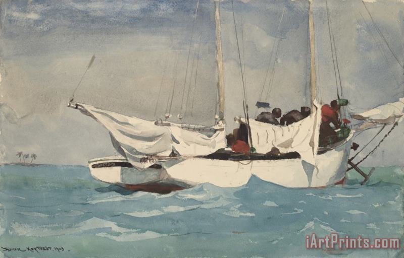 Key West, Hauling Anchor painting - Winslow Homer Key West, Hauling Anchor Art Print