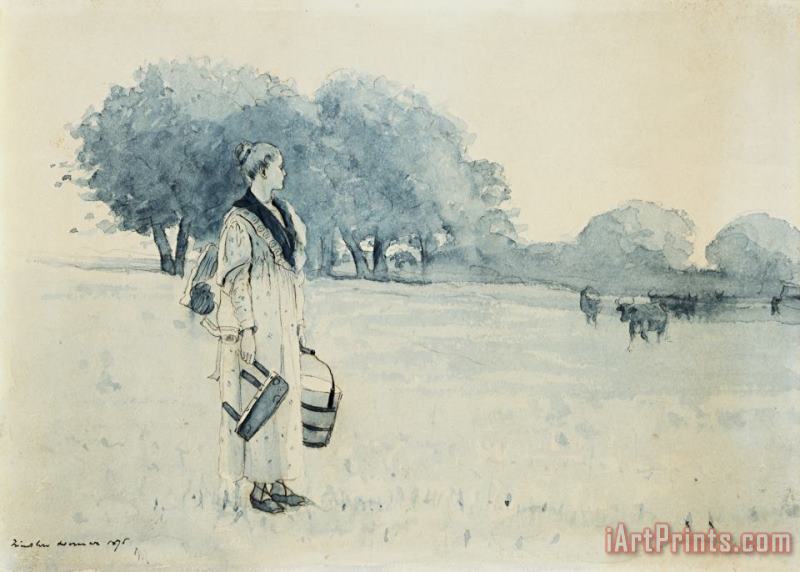 Milkmaid painting - Winslow Homer Milkmaid Art Print