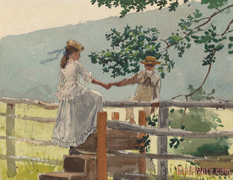 On The Stile painting - Winslow Homer On The Stile Art Print