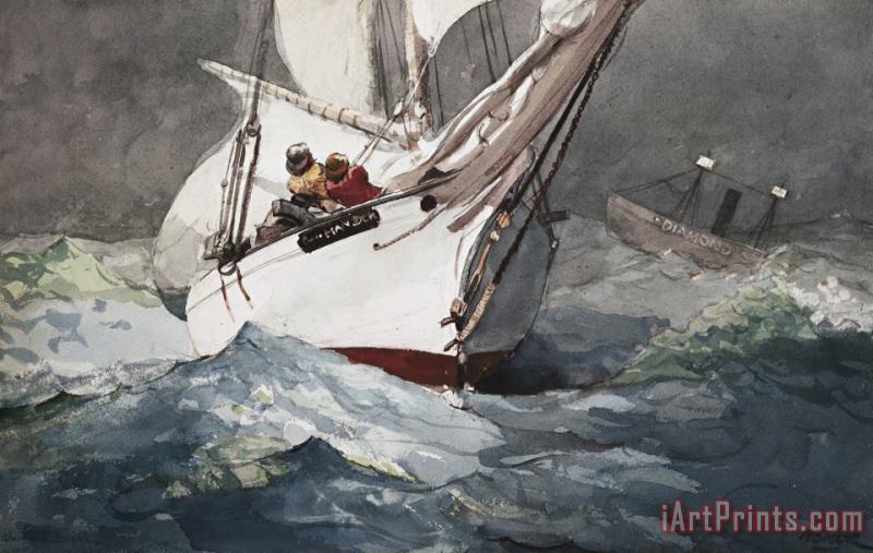 Winslow Homer Reefing Sails Around Diamond Shoals, Cape Hatteras Art Painting