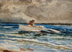 Winslow Homer Rowing at Prouts Neck painting