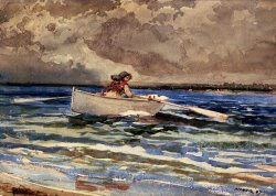 Winslow Homer Rowing at Prouts Neck painting