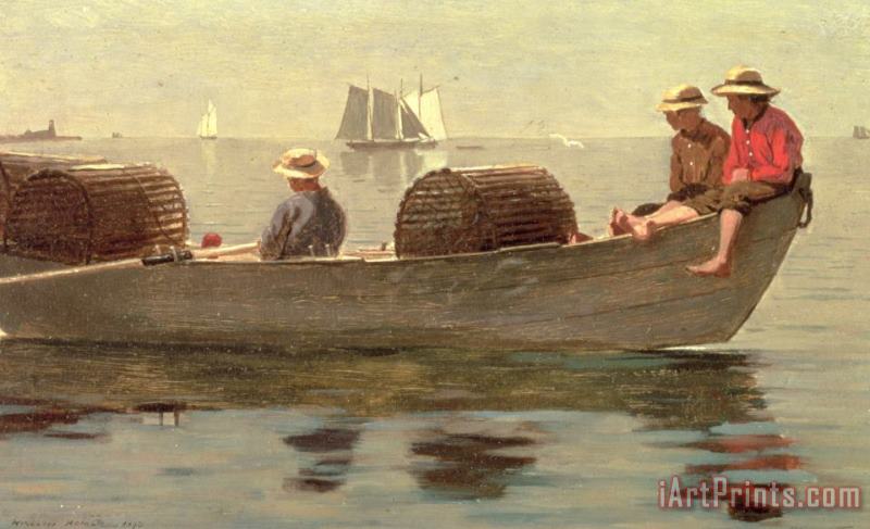 Three Boys in a Dory painting - Winslow Homer Three Boys in a Dory Art Print