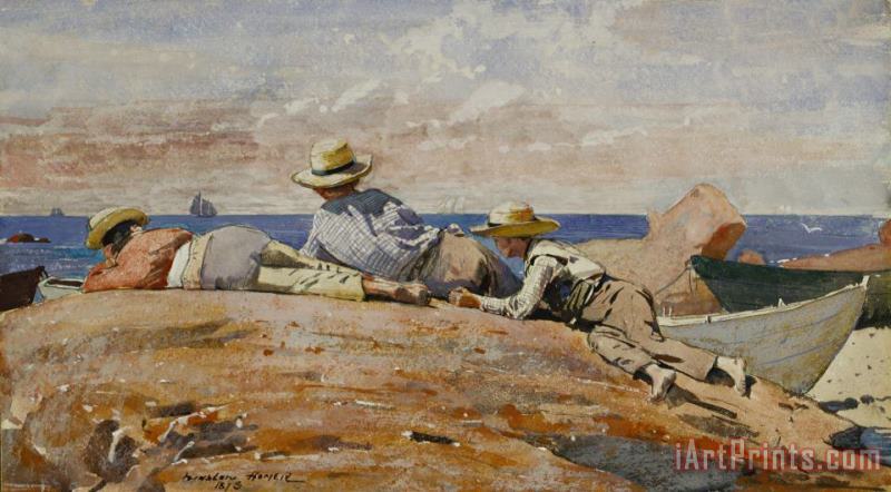 Three Boys on The Shore painting - Winslow Homer Three Boys on The Shore Art Print