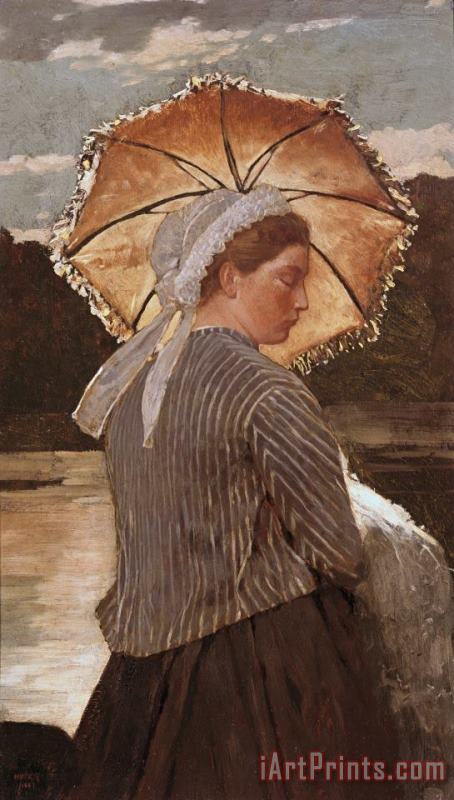 Woman with Parasol painting - Winslow Homer Woman with Parasol Art Print