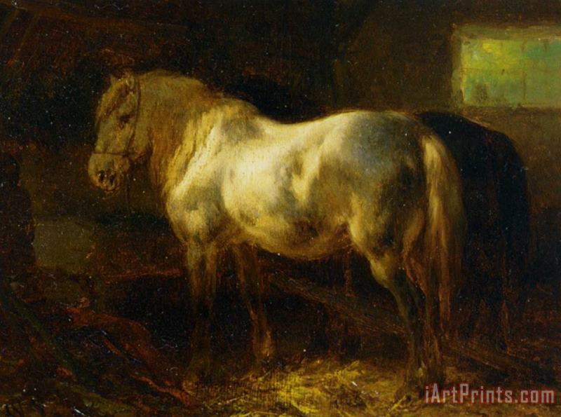 Wouter Verschuur Feeding The Horses in a Stable Art Print