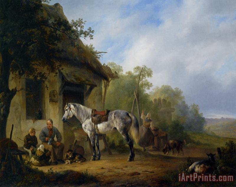 Figures Near a Farmstead painting - Wouter Verschuur Figures Near a Farmstead Art Print