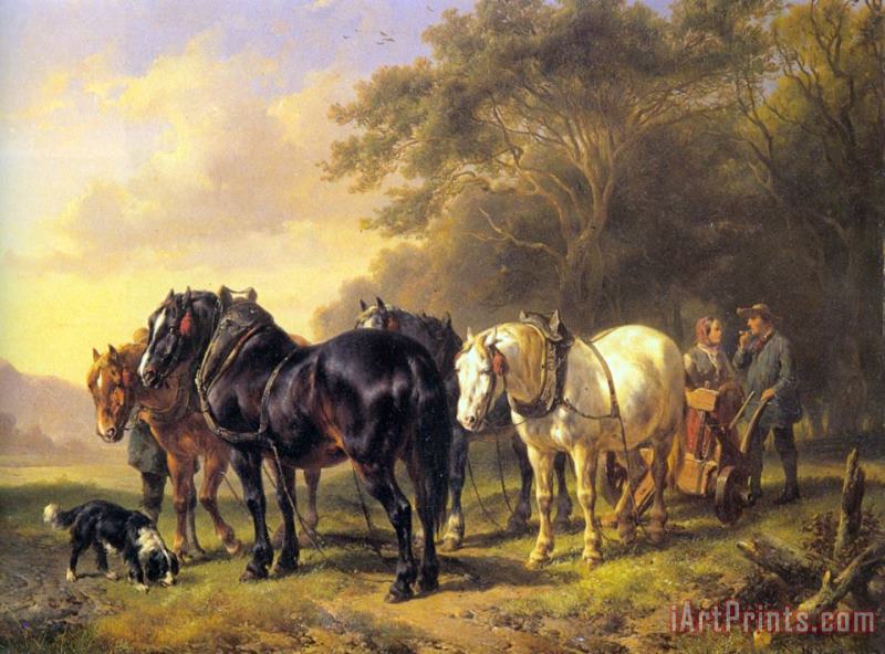 A Plough Team at Rest painting - Wouterus Verschuur Jr A Plough Team at Rest Art Print