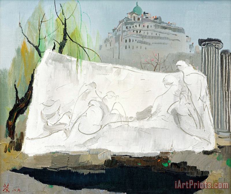 Wu Guanzhong A Monument in The Street Corner Art Painting