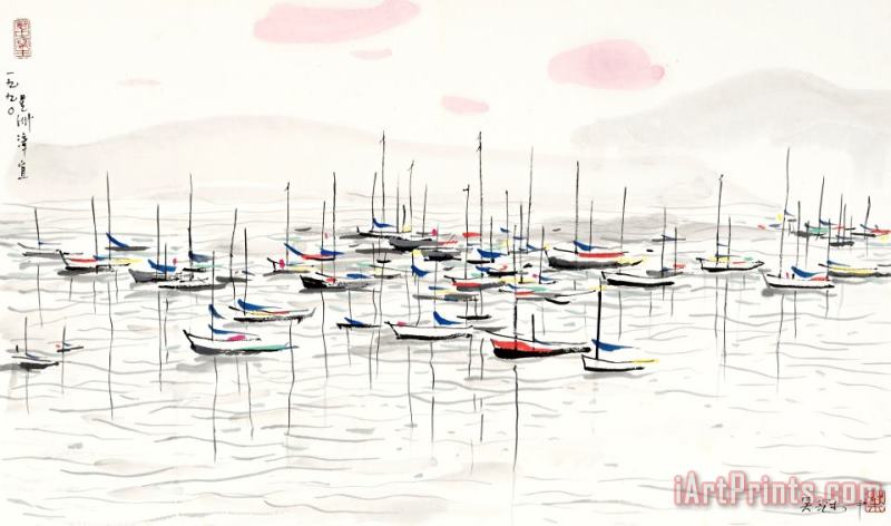 Wu Guanzhong A Seaside Scene of Changi of Singapore, 1990 Art Painting