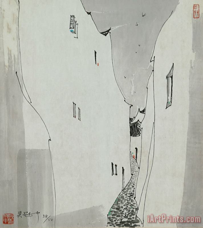 Wu Guanzhong Alley Way Art Painting