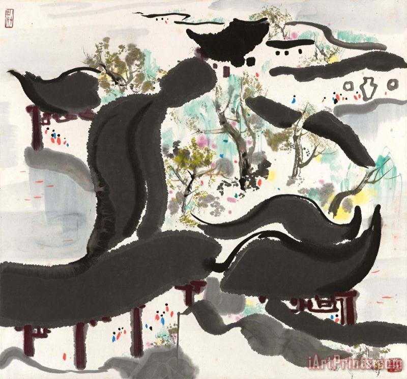 Wu Guanzhong Aquatic Bliss Art Painting