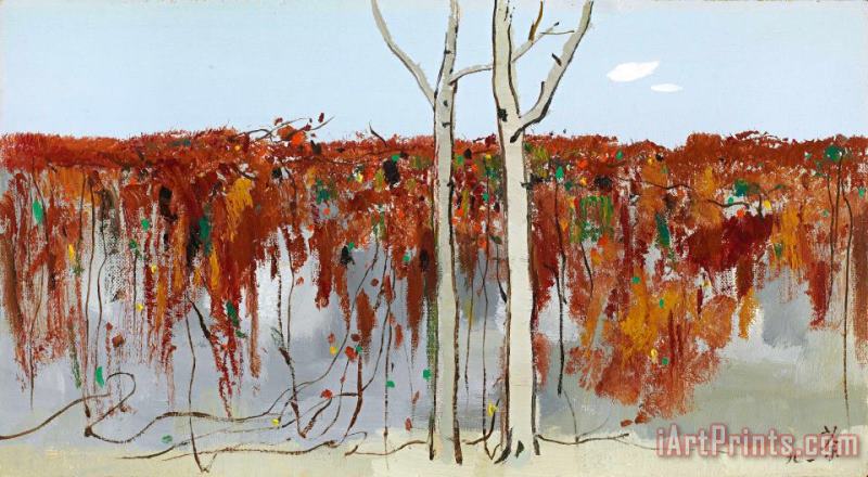 Autumn Onto The Wall, 1991 painting - Wu Guanzhong Autumn Onto The Wall, 1991 Art Print