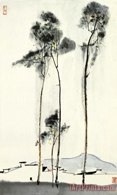 Wu Guanzhong Birch Art Print