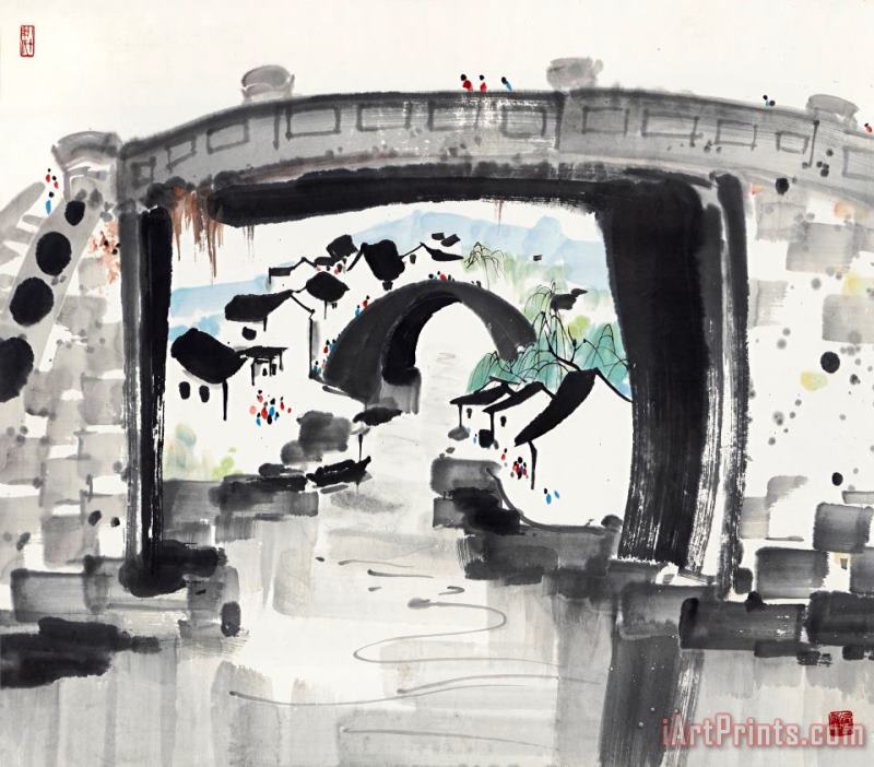 Wu Guanzhong Boating in Jiangnan Art Print