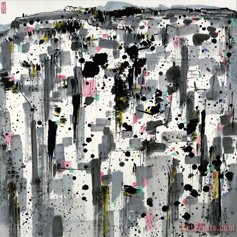 Wu Guanzhong Cliff, 1989 Art Painting