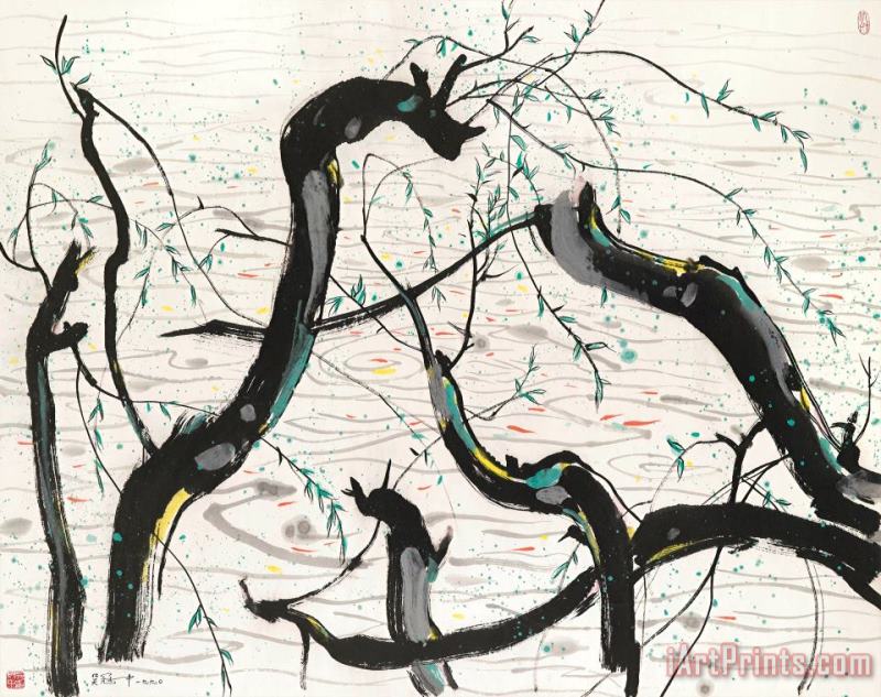 Frolicking Fish painting - Wu Guanzhong Frolicking Fish Art Print