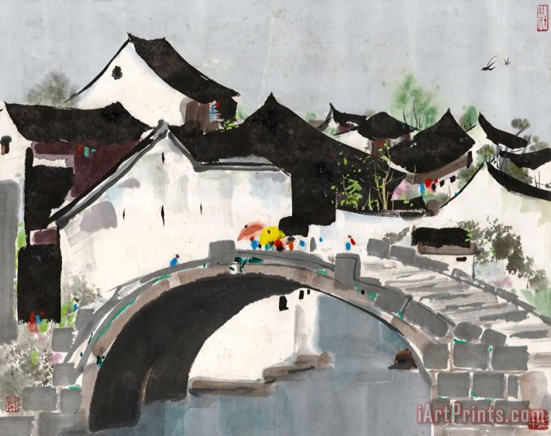 Hometown of Jiangnan painting - Wu Guanzhong Hometown of Jiangnan Art Print