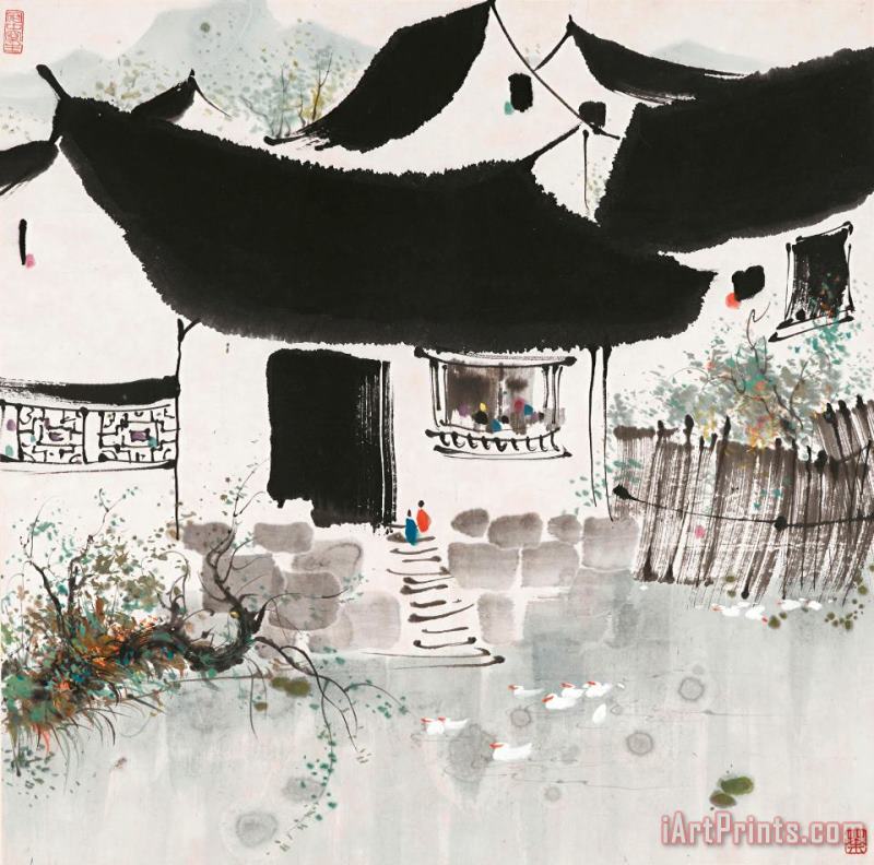 Hometown of Lu Xun painting - Wu Guanzhong Hometown of Lu Xun Art Print