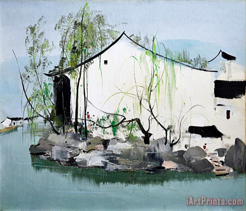 Hometown of Lu Xun painting - Wu Guanzhong Hometown of Lu Xun Art Print