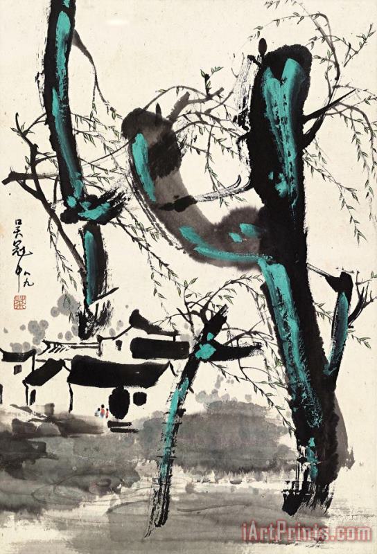 Jiangnan Scenery painting - Wu Guanzhong Jiangnan Scenery Art Print
