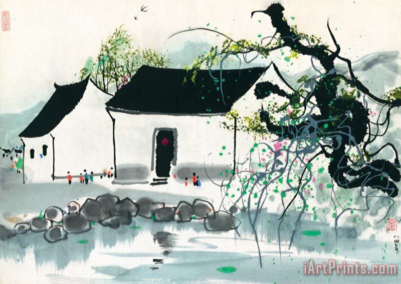 Wu Guanzhong Jiangnan Scenery, 1984 Art Painting