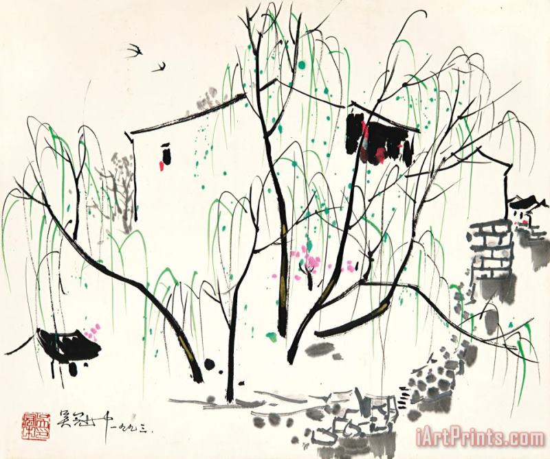 Jiangnan Scenery, 1993 painting - Wu Guanzhong Jiangnan Scenery, 1993 Art Print