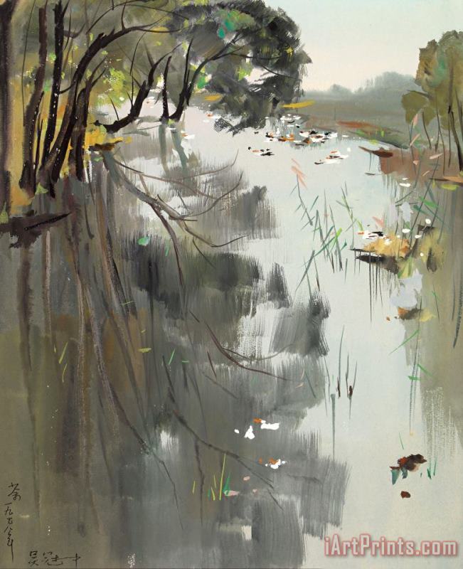 Lake, 1978 painting - Wu Guanzhong Lake, 1978 Art Print