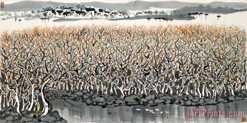 Wu Guanzhong Landscapes of The Wetland Art Painting
