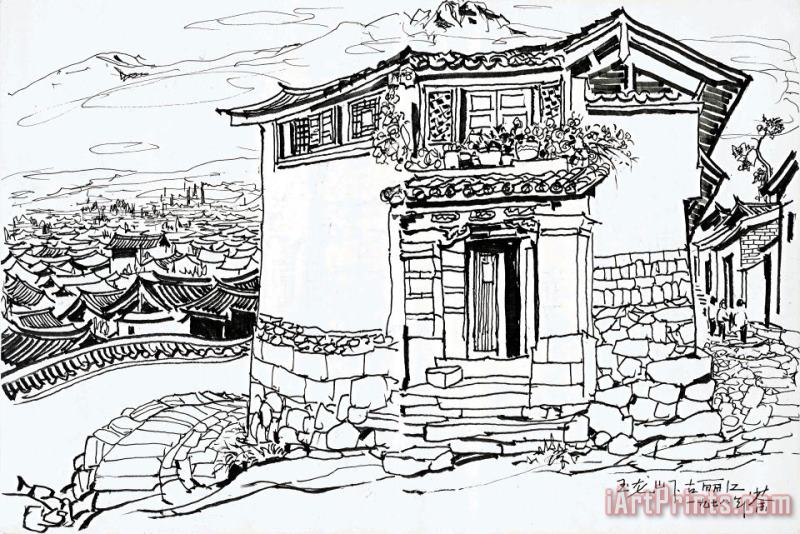 Wu Guanzhong Lijian City at The Foot of The Jade Dragon Mountains, 1978 Art Painting