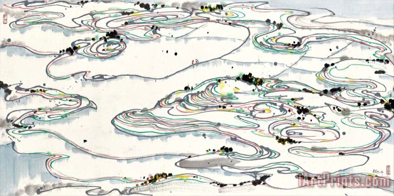 Paddy Fields 水田, 1986 painting - Wu Guanzhong Paddy Fields 水田, 1986 Art Print