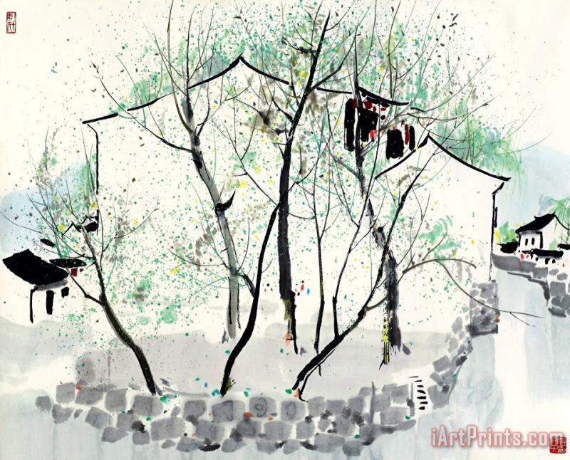 Wu Guanzhong River Town in Jiangnan Art Print