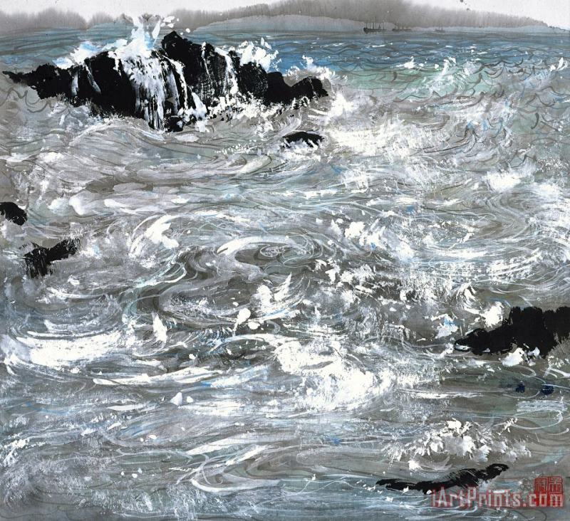 Wu Guanzhong Sea Waves Art Print