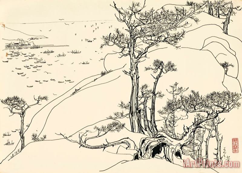Wu Guanzhong Sketch of Lungxu Island, 1976 Art Print