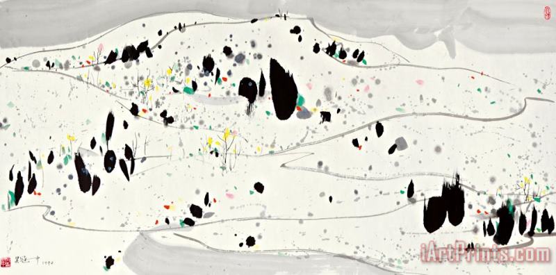 Snow Mountain in Spring, 1990 painting - Wu Guanzhong Snow Mountain in Spring, 1990 Art Print