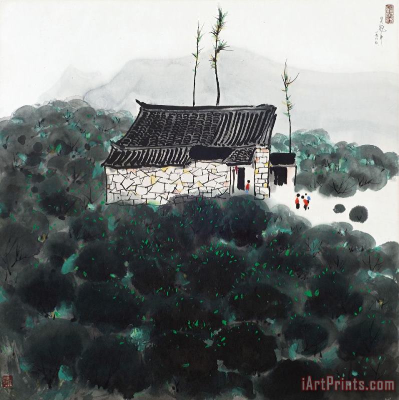 Wu Guanzhong Tea Farm Art Print