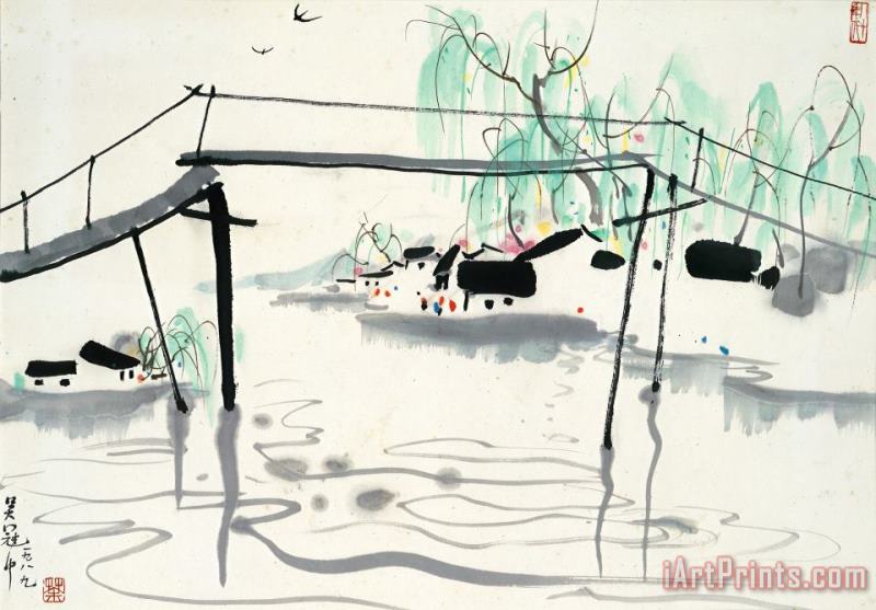 Wu Guanzhong The Bridge, 1989 Art Print
