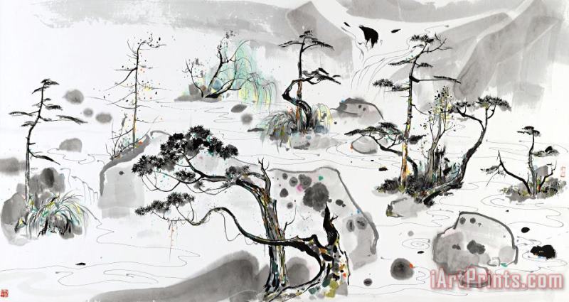 Wu Guanzhong The Sea of Potted Landscapes, 1986 Art Print