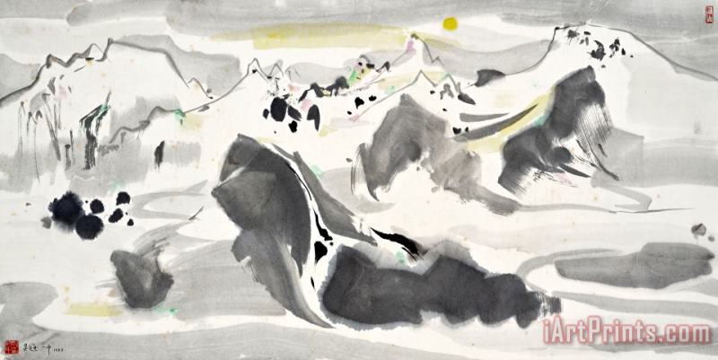 Wu Guanzhong The Yulong Mountains in The Moonlight Art Print